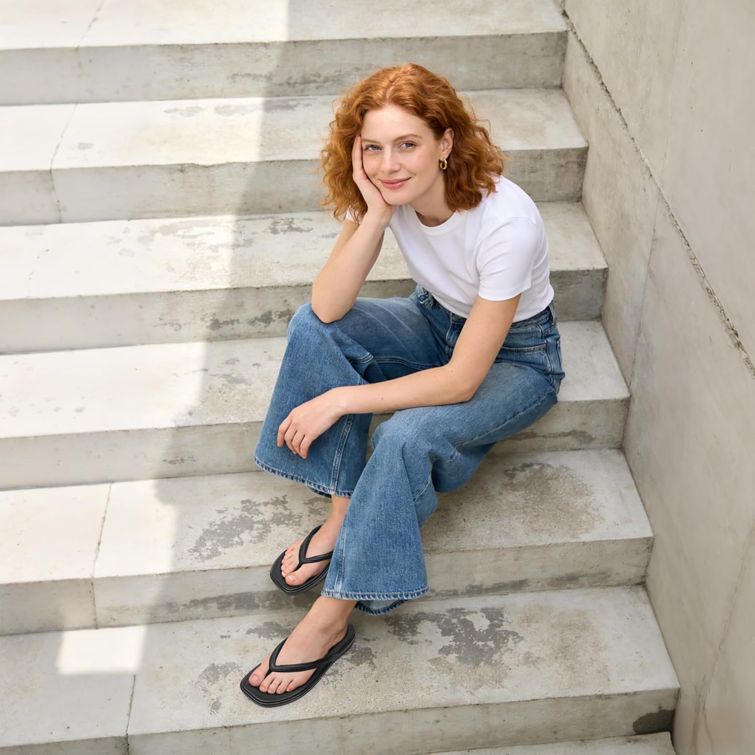 Flip Flops for Women with Arch Support - Square Toe Thong Sandals Comfortable Lightweight Summer Beach Walking Sandals - Image 2