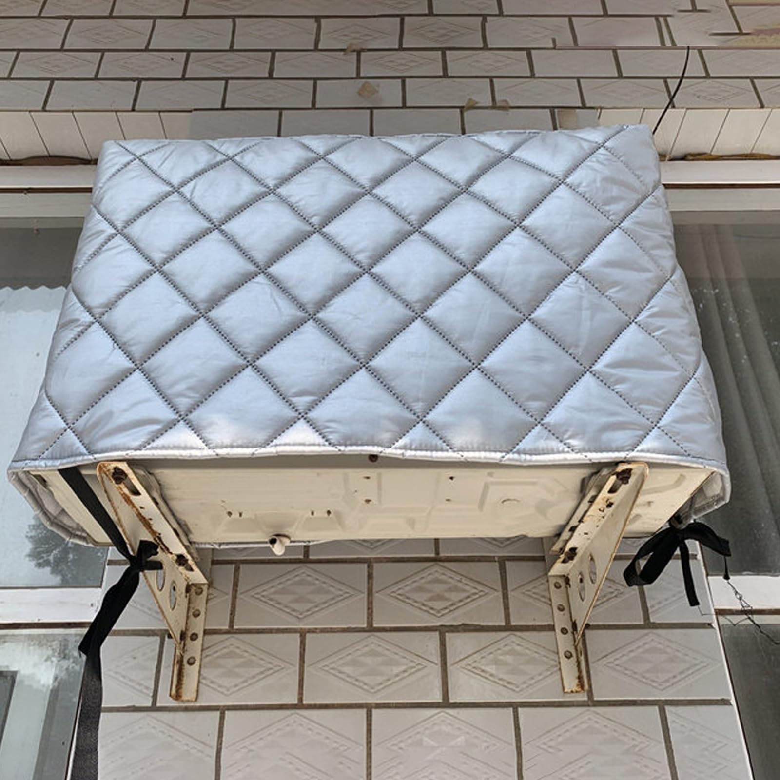 Funda de aire acondicionado para exteriores, impermeable, con cordón, tela de buey duradera, diseño de cobertura completa, se adapta a la mayoría de unidades de CA de ventana estándar (90 x 40 x 60 cm