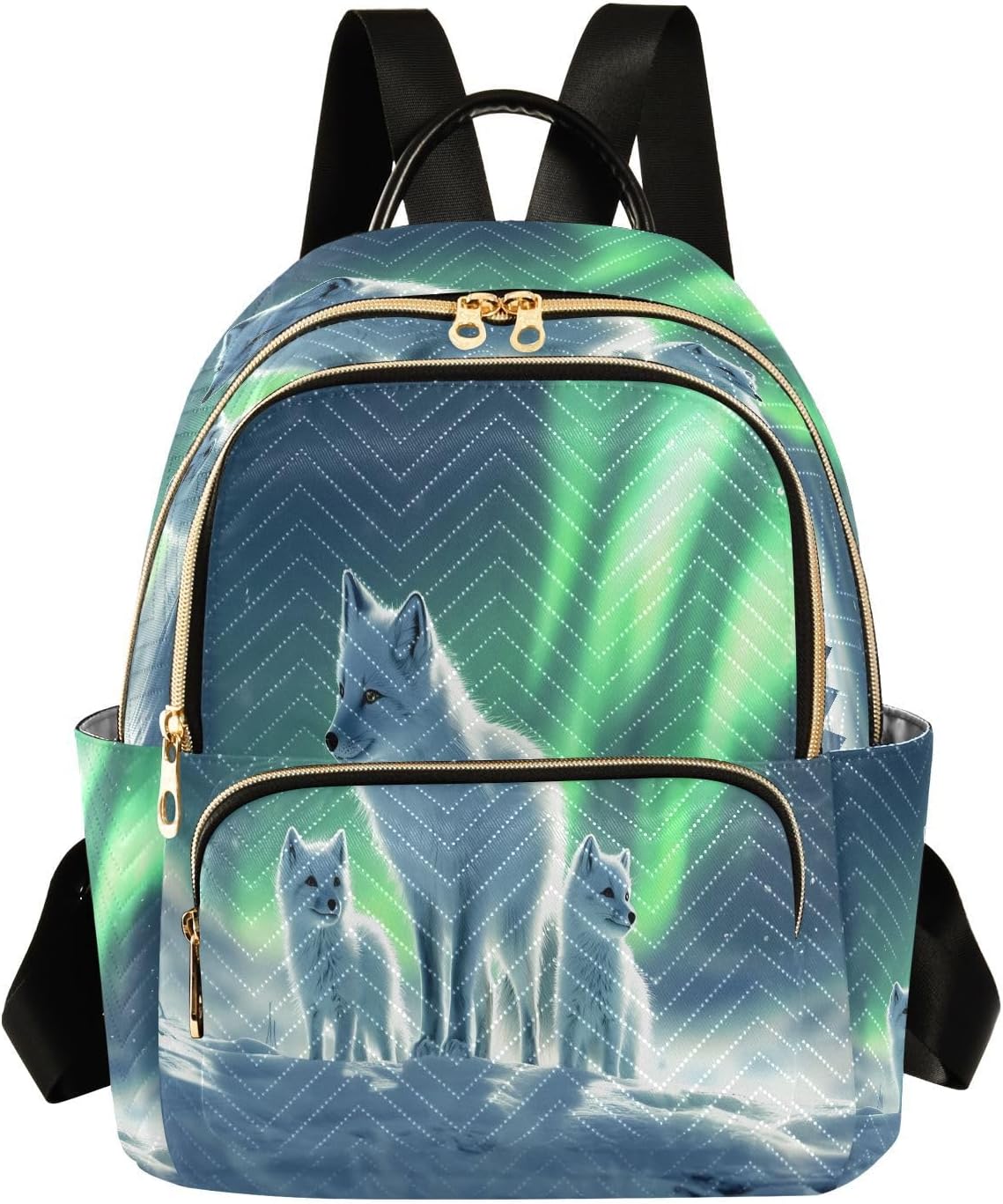 Aurora Light White Foxes Backpack Purse for Women Shoulder Bag Fashion Daypack Ladies Handbag Lightweight Travel Bag Rucksack