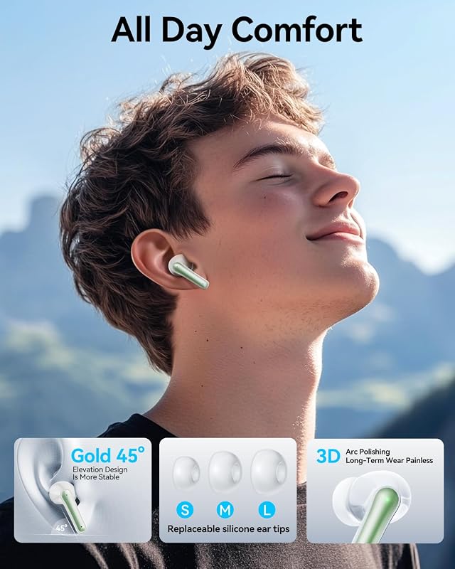 Wireless Earbuds, Bluetooth 5.3 Ear Buds, Headphones with Clear Stereo Sound, 40H Playtime with LED Digital Display, IP7 Earphones Built-in Mic for Phone Tablet Sports Workout image 6