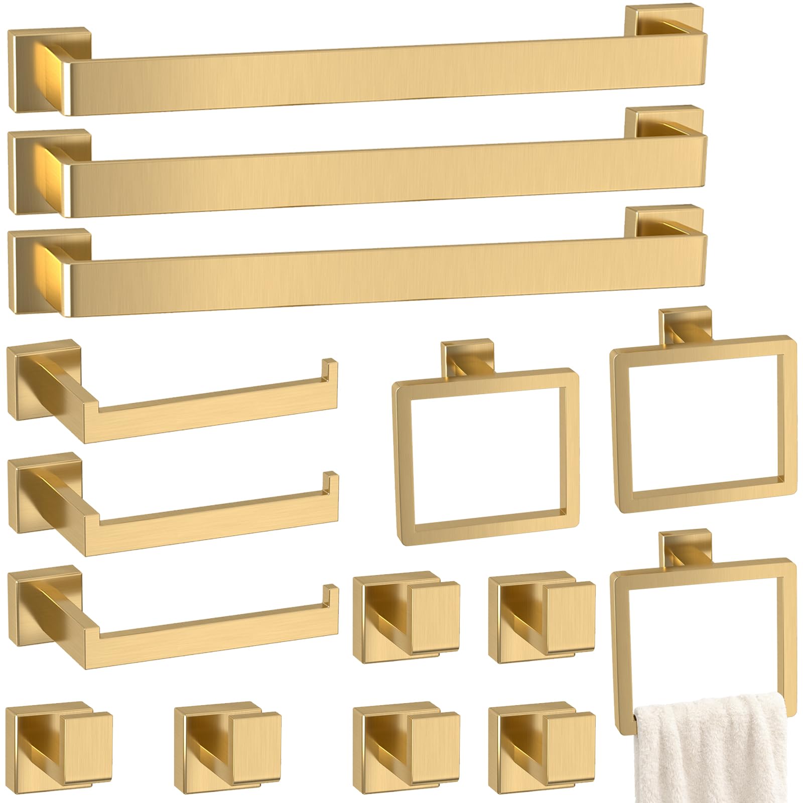 5-Pieces Gold Bathroom Accessories Set, 16 Inch Towel Bar Set — Amazon image 15
