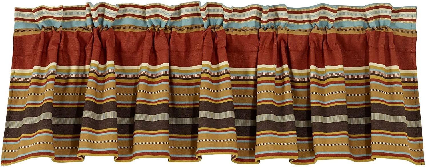 Paseo Road by HiEnd Accents | Calhoun Western Window Curtain Valance, 18x84 inch, Striped Rustic Southwestern Valance with Rod Pocket