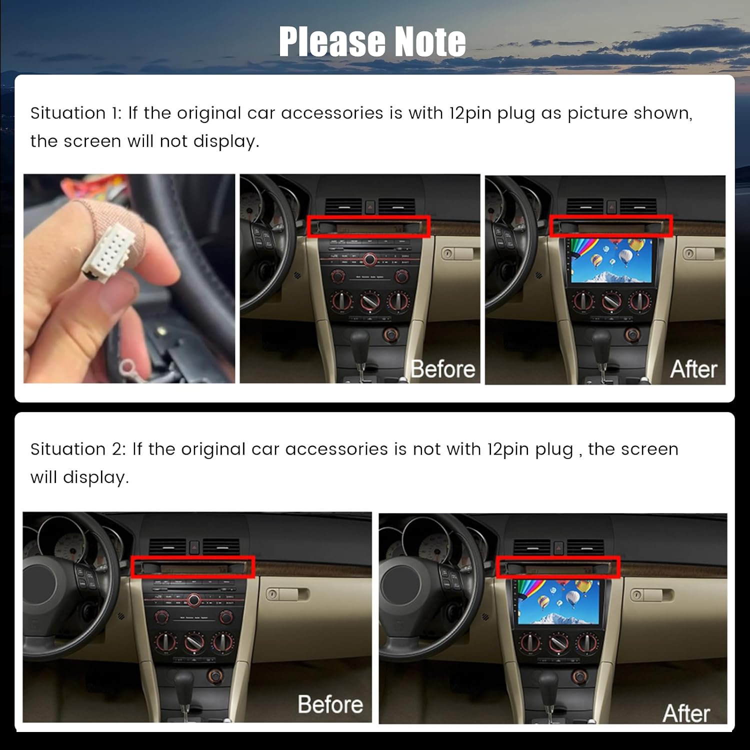 Hikity 4+64G Android Car Stereo for Mazda 3 2004 2005 2006 2007 2008 2009, 9”Incell Touchscreen Radio with CarPlay, Android Auto, Bluetooth, GPS Navigation, WiFi, FM, RDS + AHD Backup Camera