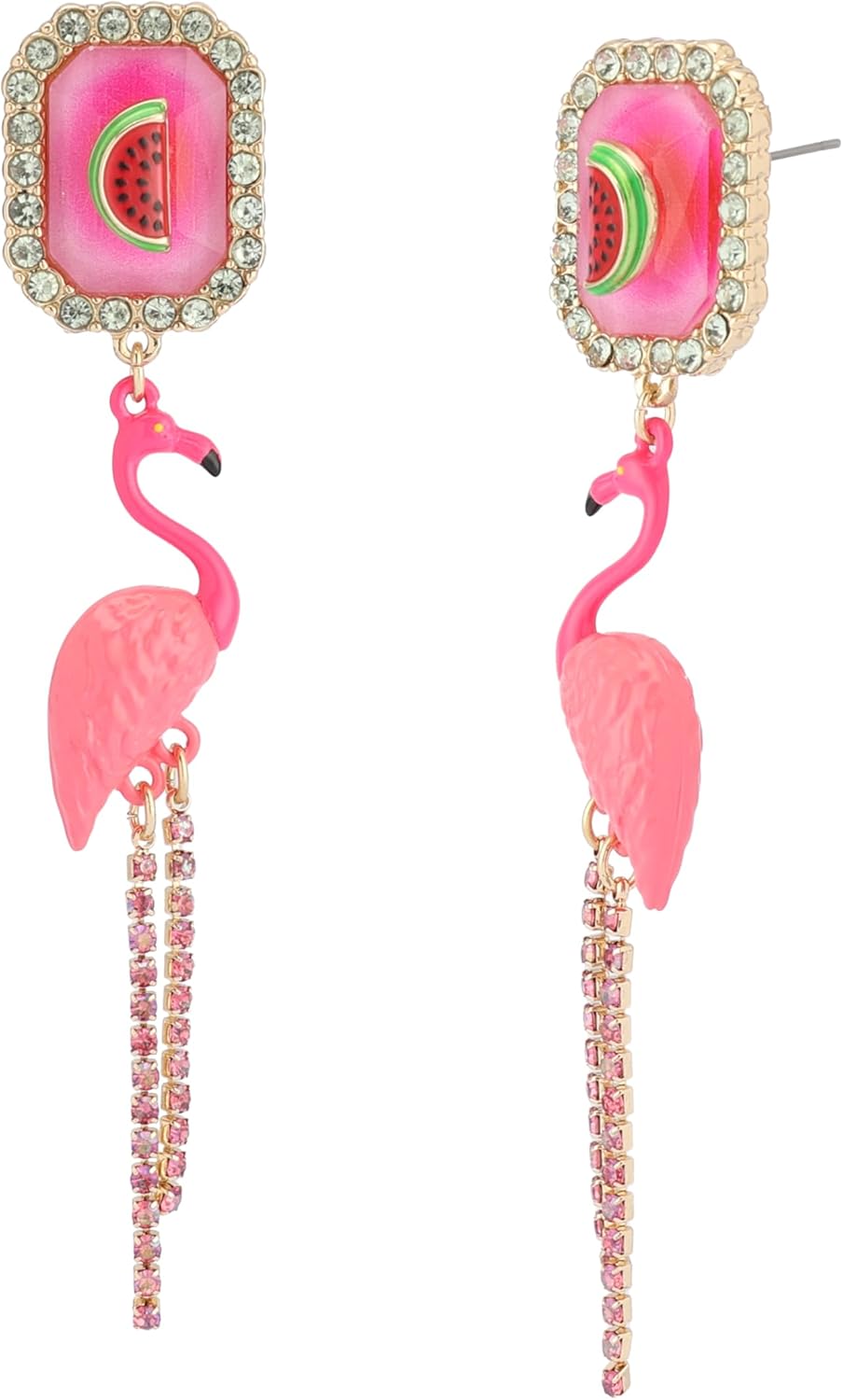 Betsey Johnson Women's Betsey's Backyard Flamingo Drop Earrings