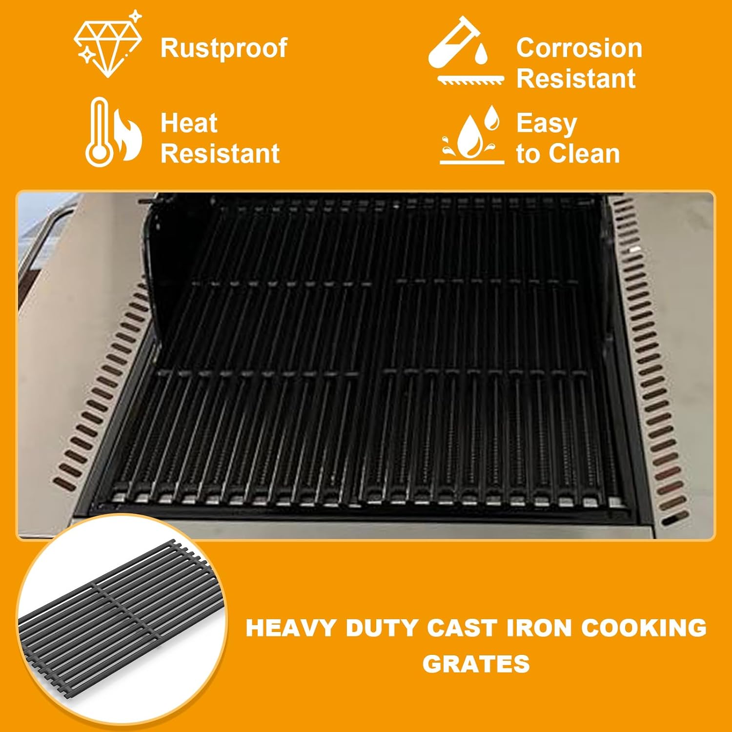 Grill Replacement Parts for Charbroil Tru-Infrared 2-Burner Gas Grills 463644220 463642316 463632520 463632320 463675016 Models Cast Iron Cooking Grates Stainless Steel Emitter Heat Plate Grill Burner