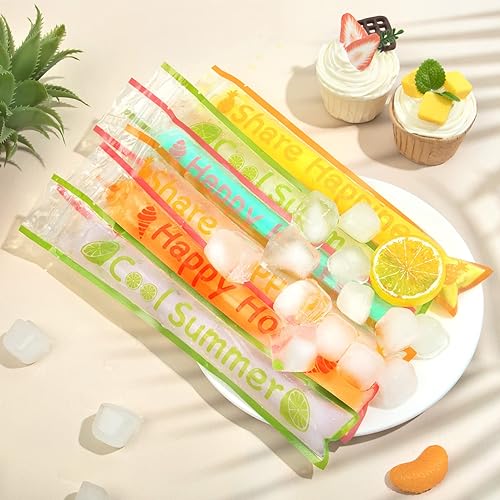 Miniatura 2 de Paquete de 150 bolsas de paletas de hielo, divertidas y lindas bolsas de hielo para niños y adultos, bolsas de heladas de 11 x 2 pulgadas, bolsas de