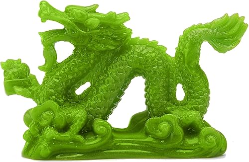 Miniatura 1 de Estatua de dragón chino de Feng Shui atrae dinero, buena suerte, fortuna, verde, luminoso, 4.4 pulgadas de largo, estantería de oficina en casa,