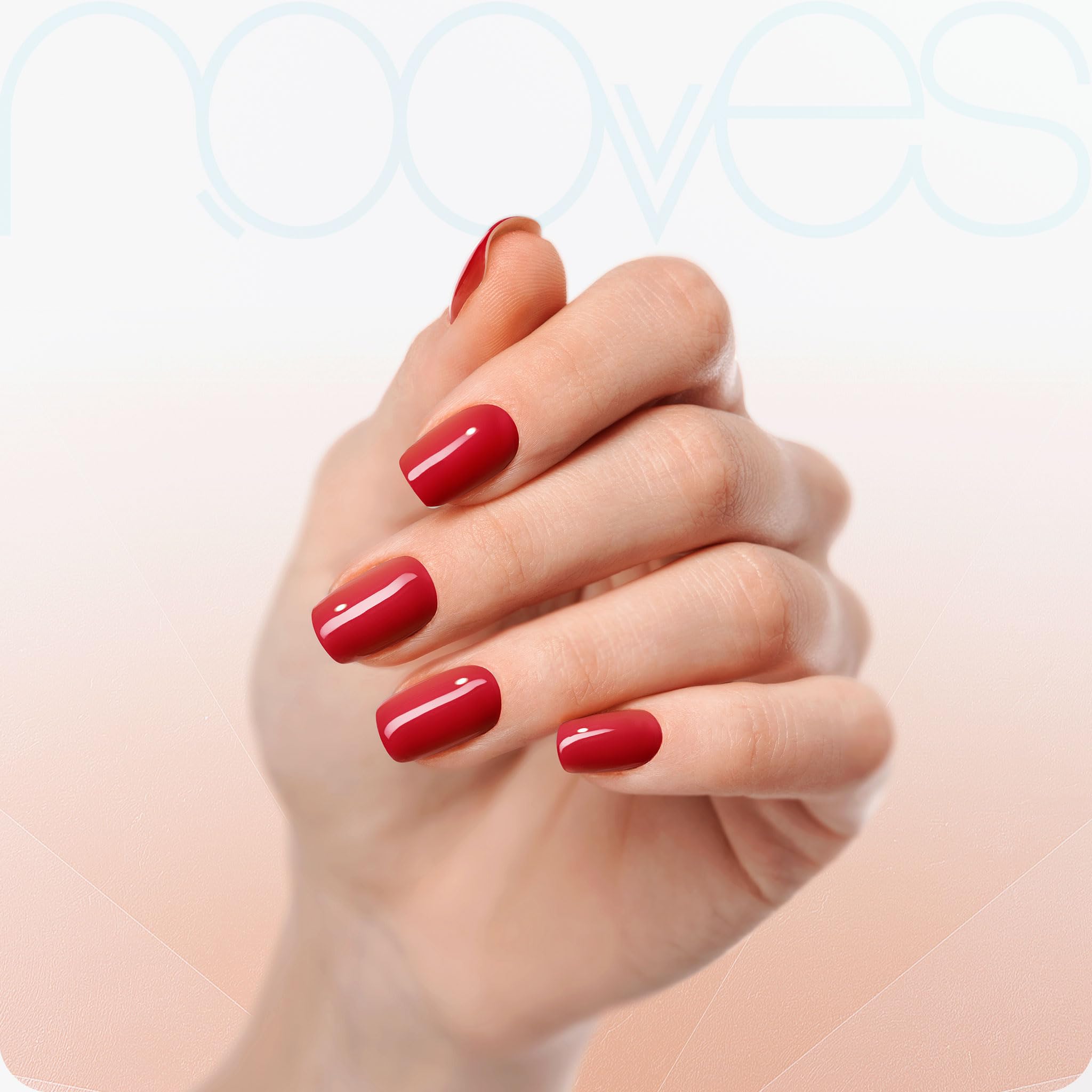 NOOVES - Starter Kit Beauty Red, 2 pellicole in gel per unghie + lampada per asciugatura unghie UV/LED + gel top coat glossy + quarzo doppio stick, unghie gel semi-curate premium, manicure, gel nail
