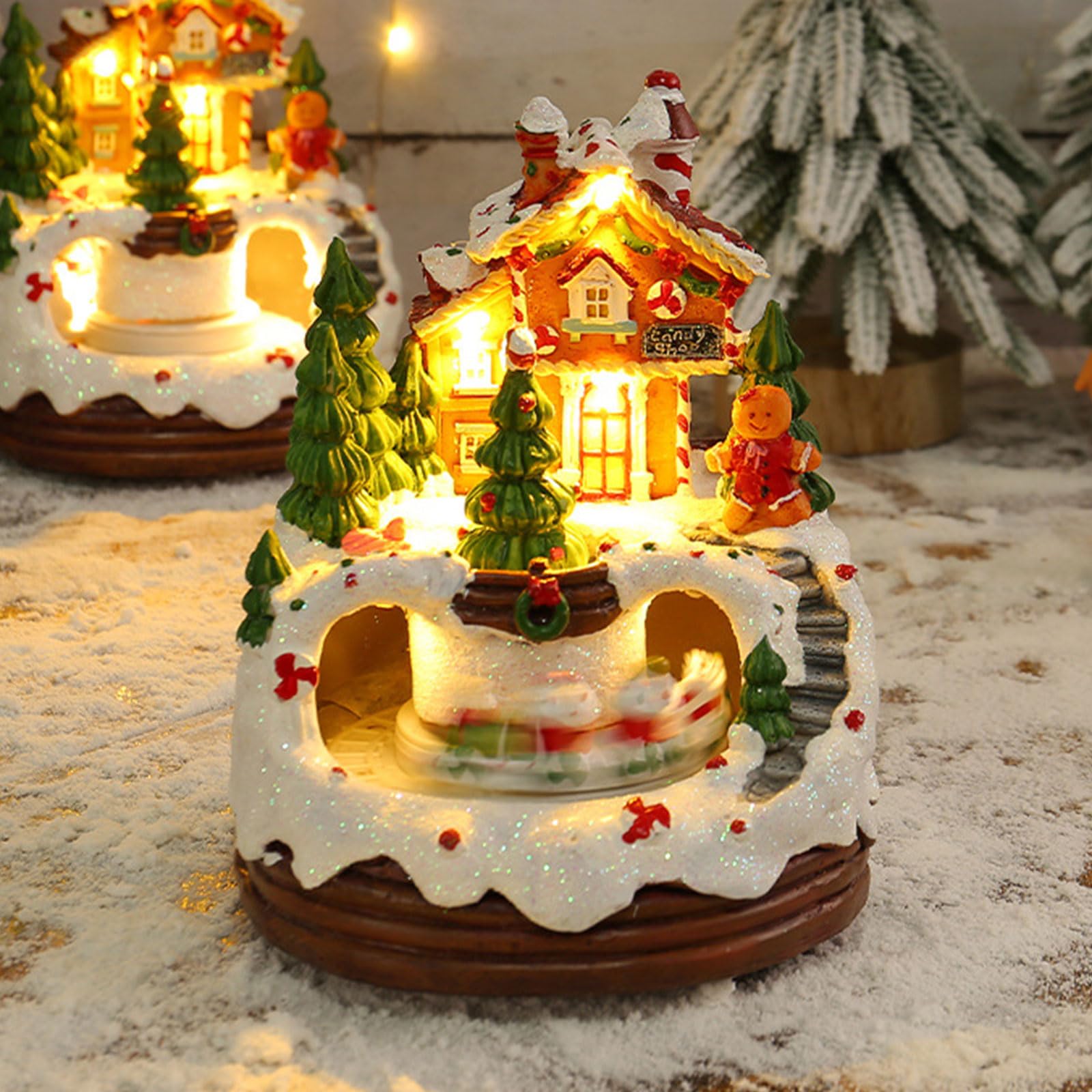 Light &Music - Decorazione da scrivania con scena innevata, atmosfera festiva, per casa, ufficio e negozio