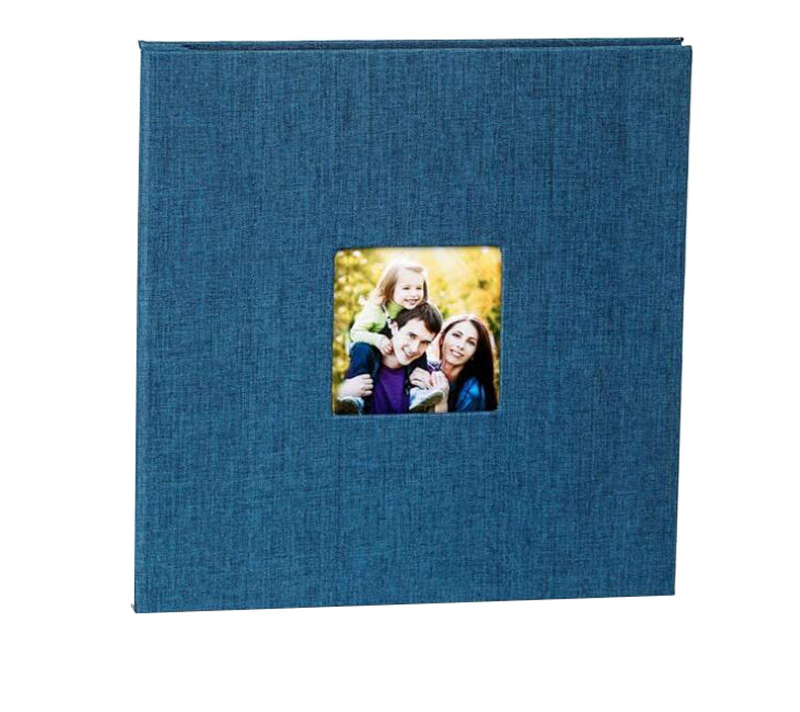 WYZBD Linen Album, The self-Adhesive Coating with a Thin Window Studio Album Album manually DIY,Blue