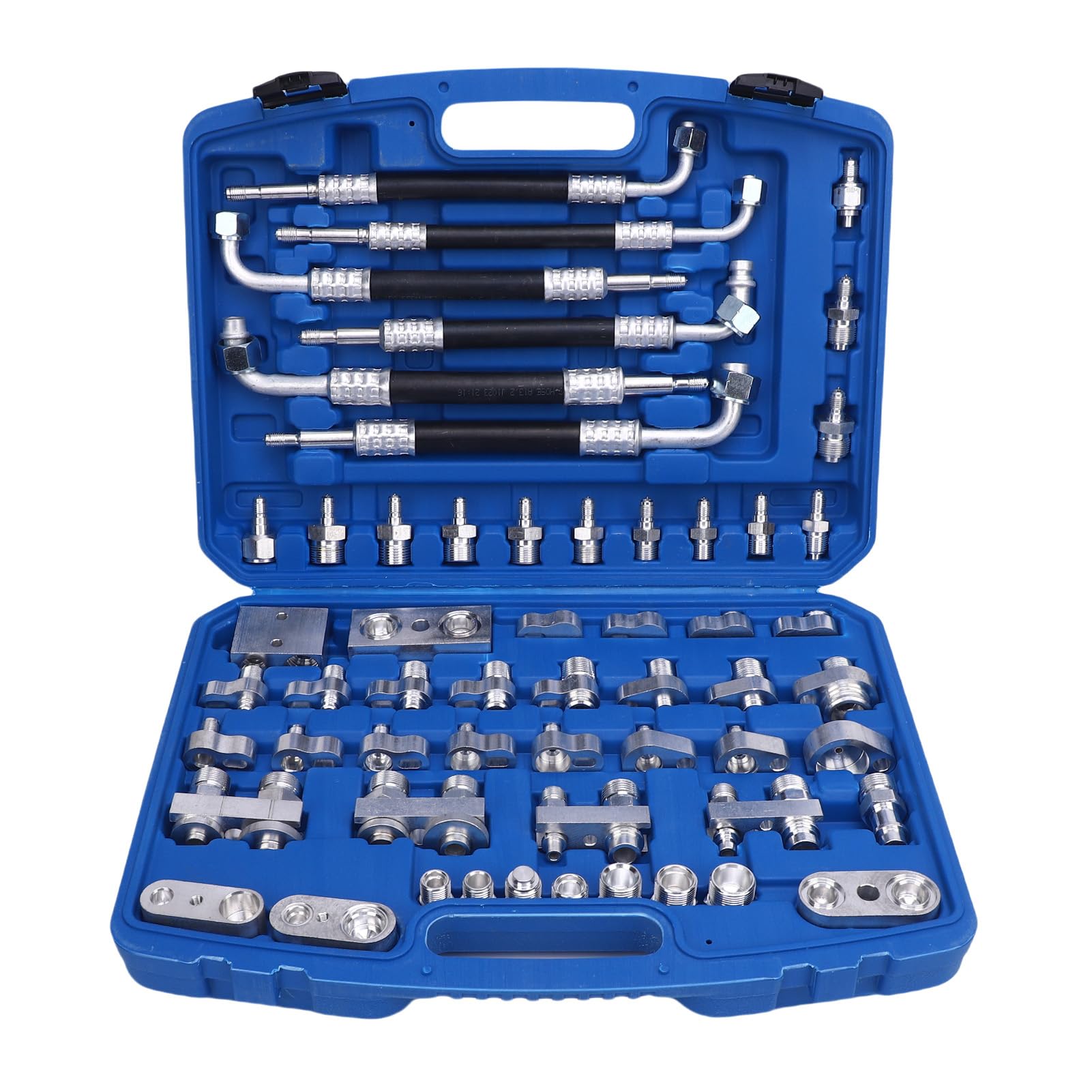 Kit de Reparación y Prueba de Fugas de CA de Latón | Juego de Herramientas de Diagnóstico de Aire Acondicionado Automotriz de 56 Piezas para Vehículos