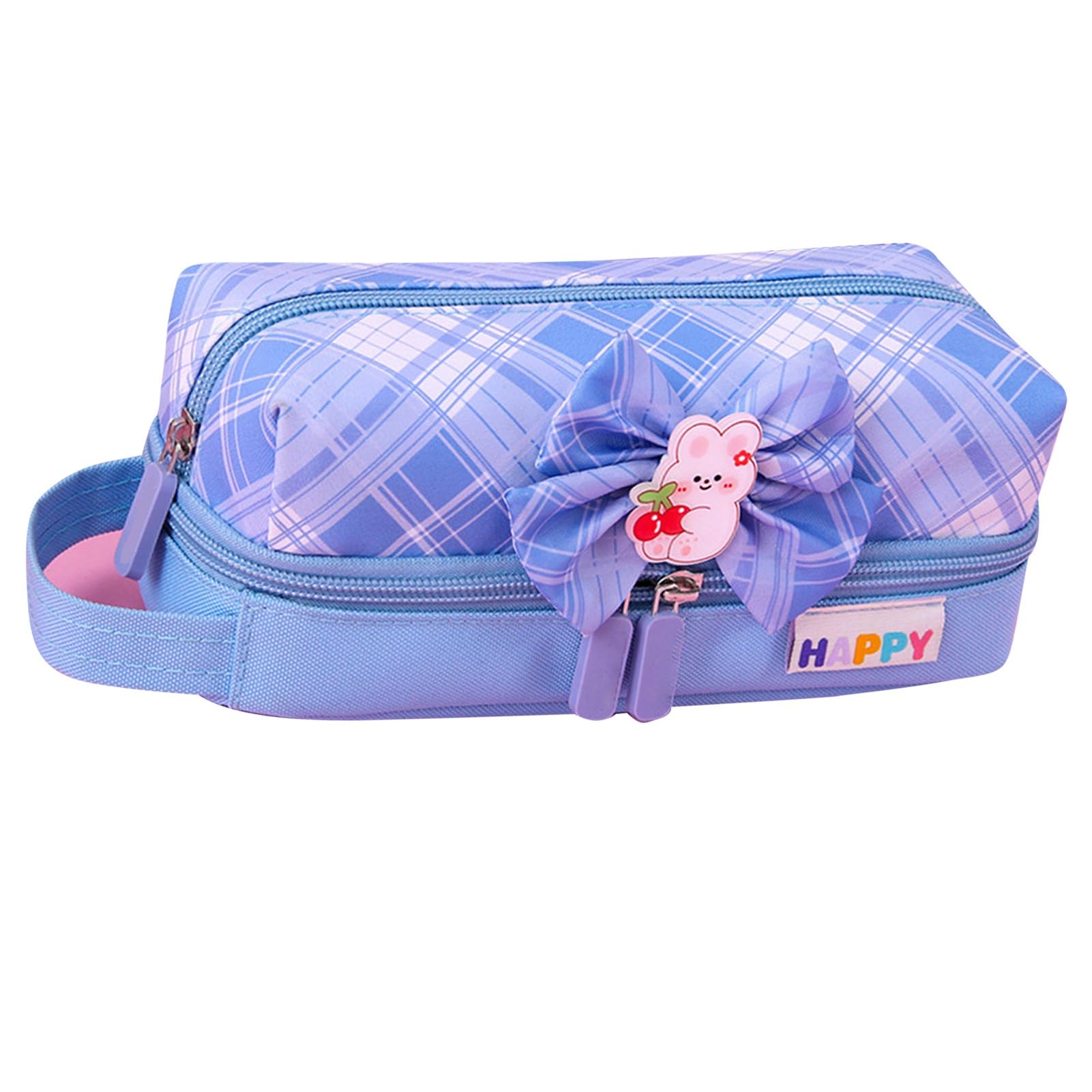 Muiltvoe Pencil Case Pencil Box Stationery Case Large Capacity Layered Storage Oxford Cloth with Cute Zipper Design for Girls School Office (Pink)
