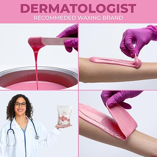 Miniatura 2 de Starpil Cera de 35.27 oz  2.2 libras de cera dura rosa para depilación sin dolor, cuentas de cera sin tirantes, mezcla de polímeros, cera de baja