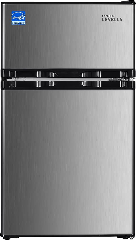 PremiumLevella PRF316300HS 3.1 cu ft Top Freezer Mini Fridge in Silver