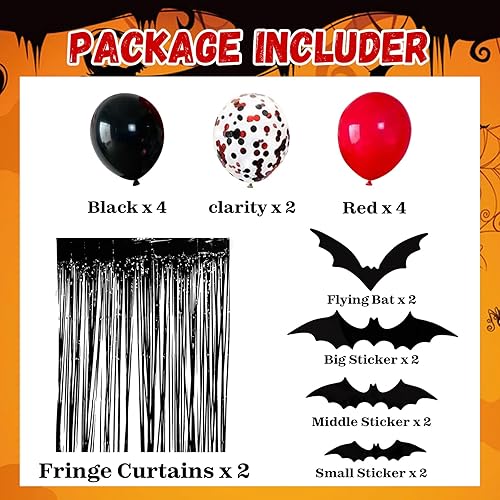 Miniatura 6 de Cartel de decoración de fiesta de Halloween, decoraciones de fiesta de cumpleaños de Halloween, incluye pancarta colgante de globo de murciélago