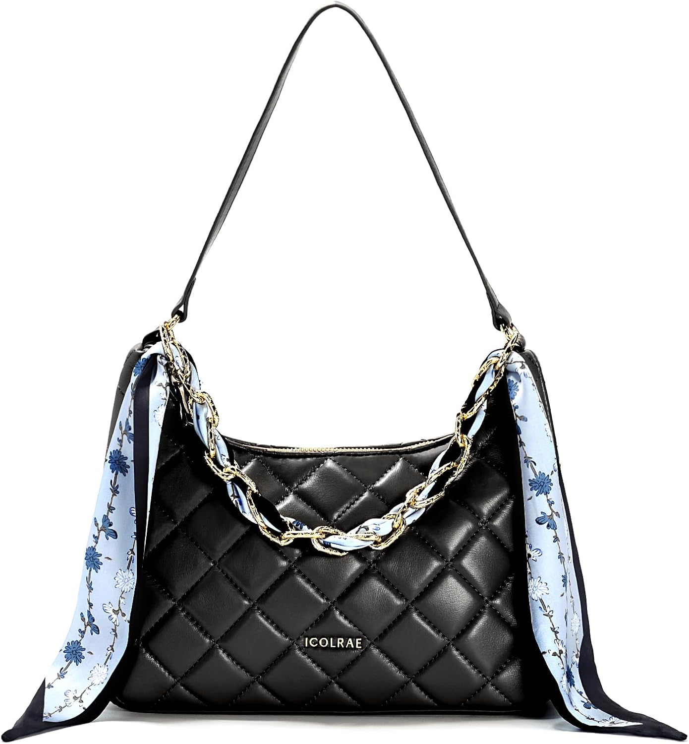 Quilted Shoulder Bag for Women Faux Leather Cute Hobo Handbags with Zipper Mini Clutch Purse Trendy Y2K