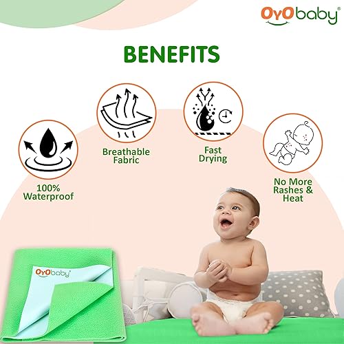 Miniatura 4 de OYO BABY Sábana impermeable para cuna y colchón de niños pequeños, reutilizable, lavable, acogedora sábana de guardería para bebés y adultos  Verde