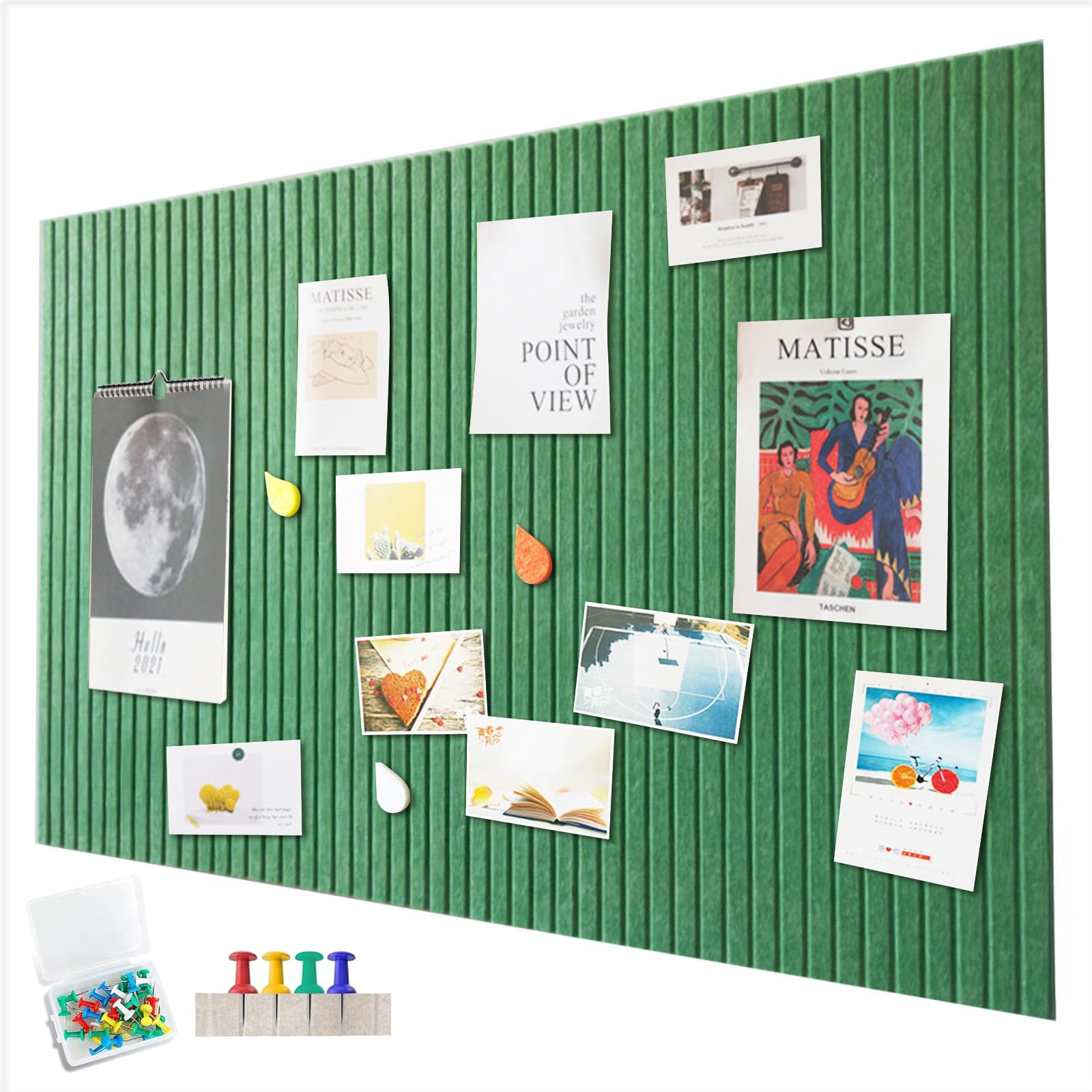 60 x 40 cm large pin board, large cork board, decorative cork wall made of felt, 0.9 cm thick, foldable photo board with self-adhesive tape, felt self-adhesive vision board, push pins felt, turquoise โ image 1