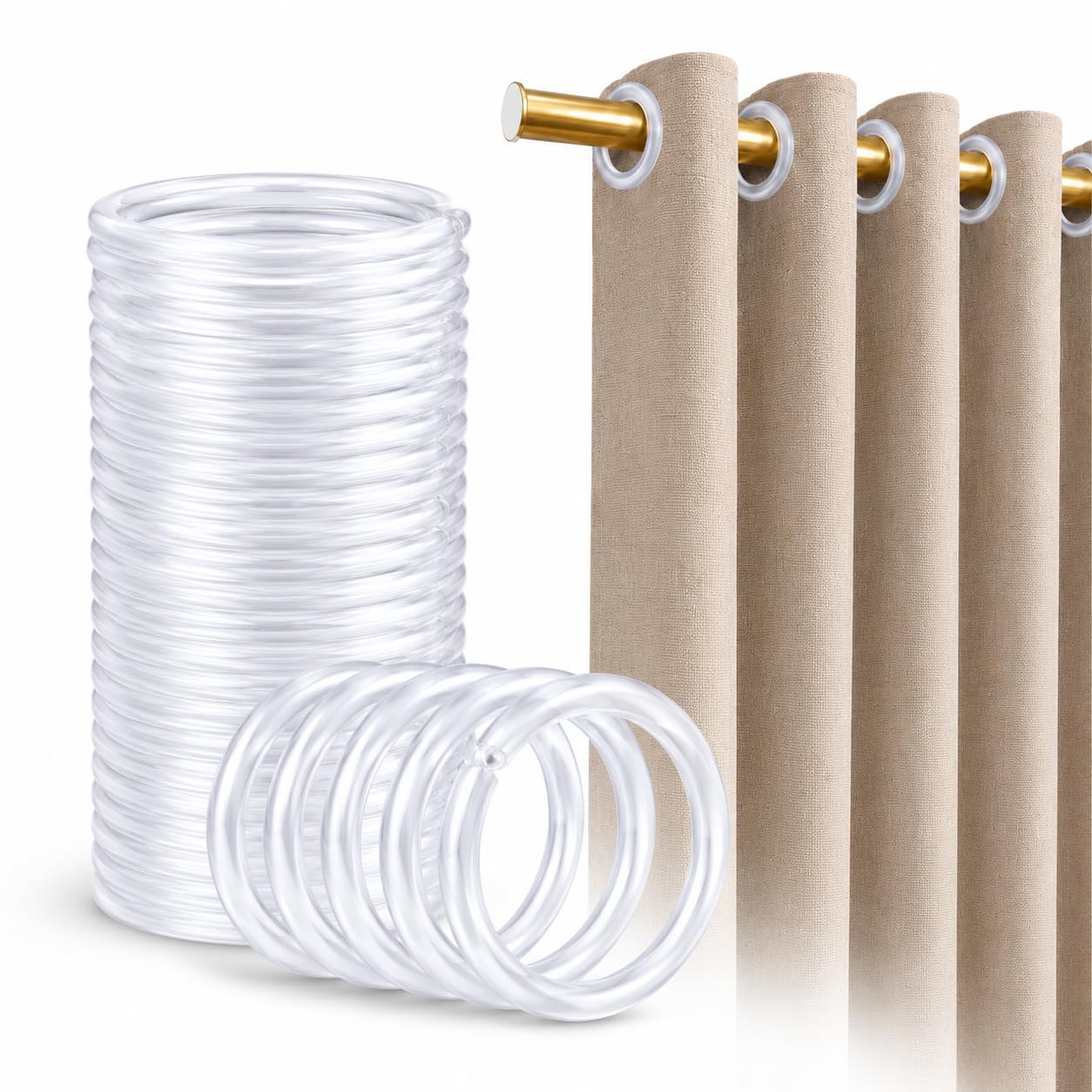 Plastic Curtain Rings - 25 Pack, Snap Lock -6 Plastic Curtain Rings - 25 Pack, Snap Lock -6