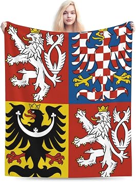 Czech Republic Coat of Arms Flannel Throw Blanket, Lightweight Bedding Blankets for Couch Bed Travel Gifts 80"x60"