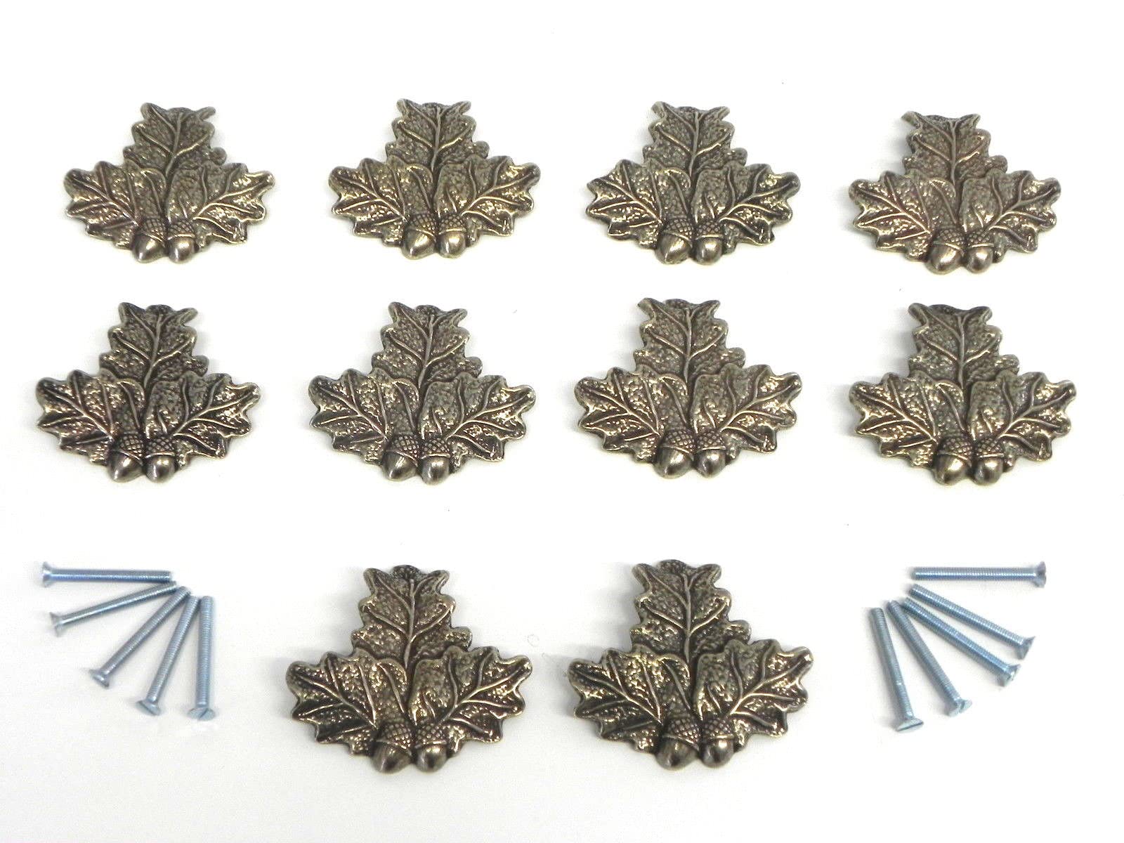 10 unidades de hojas de roble, decoración pequeña con rosca y tornillo para armas cuñas.