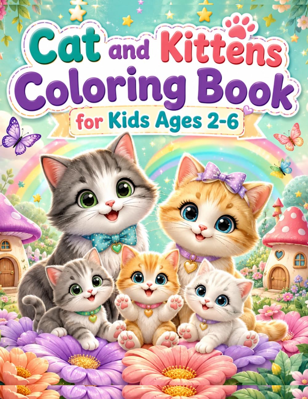 Cat and Kittens Coloring Book for Kids Ages 2-6: Bold and Easy Kitten Family Coloring Book with Thick Lines, Big Images, and Simple Cute Cat Pages for ... and Beginners (Adorable Cats Coloring Books)