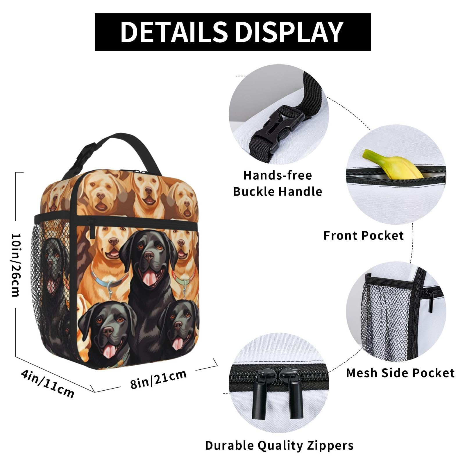 Borsa Termica Per Pranzo Con Design Carino Labrador - 20x15x20 Cm, Isotermica Per Scuola, Lavoro, Picnic - 3