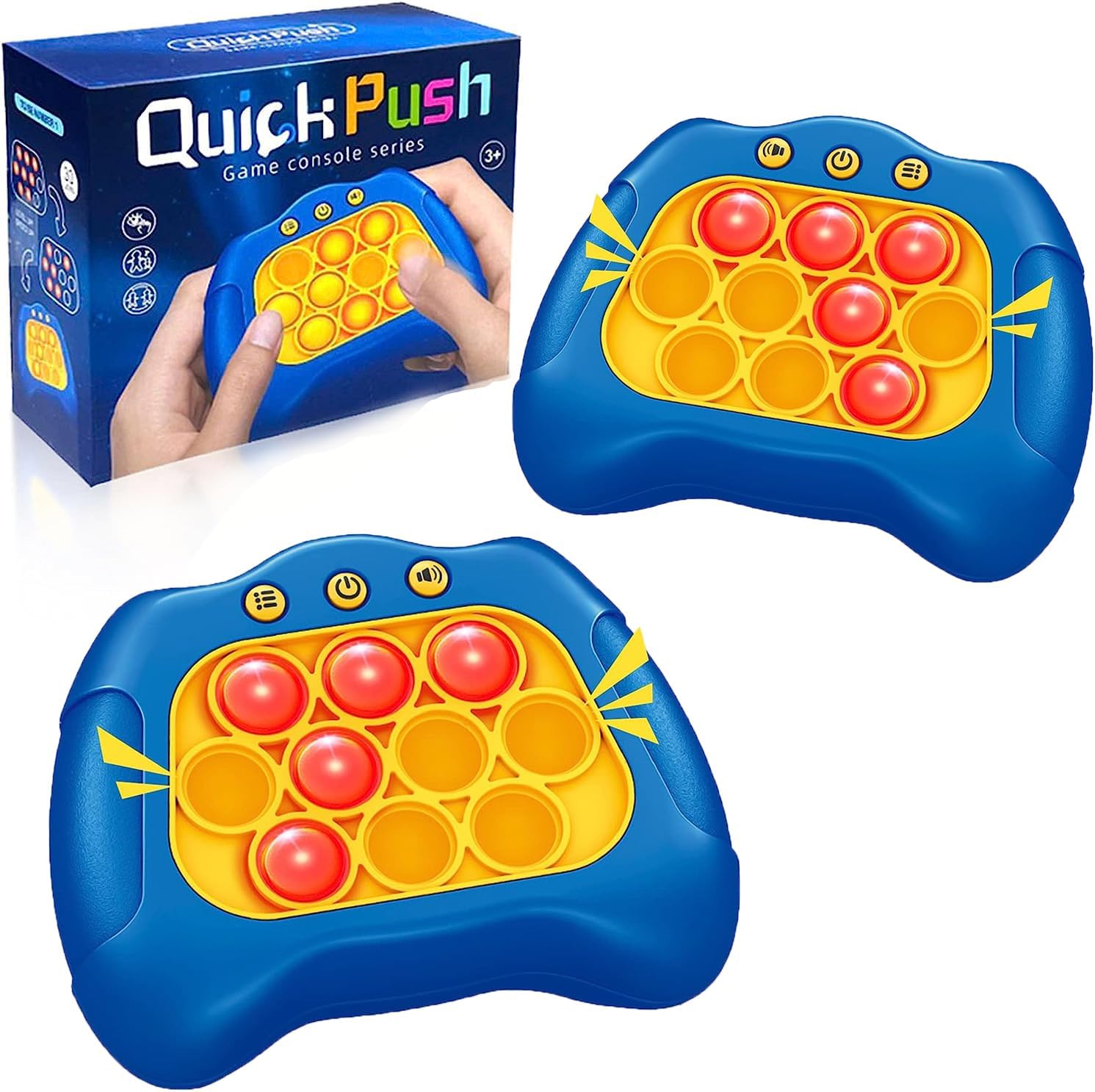 2 Pack Pop Fidget Toy It Game, Push Bubble Stress Light-Up Toys, Pattern-Popping Game, Anti-Anxiety Autism Sensory Toy for Kids 8-12, Birthday Gifts for 6 7 8 9 Year Old Boys & Girlsï¼ˆBlue)ï¼‰