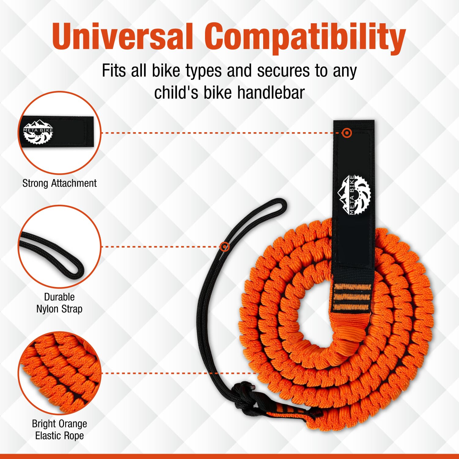TowKid - Cuerda de Remolque de Bicicleta para niños, Cuerda elástica de 2,5 m