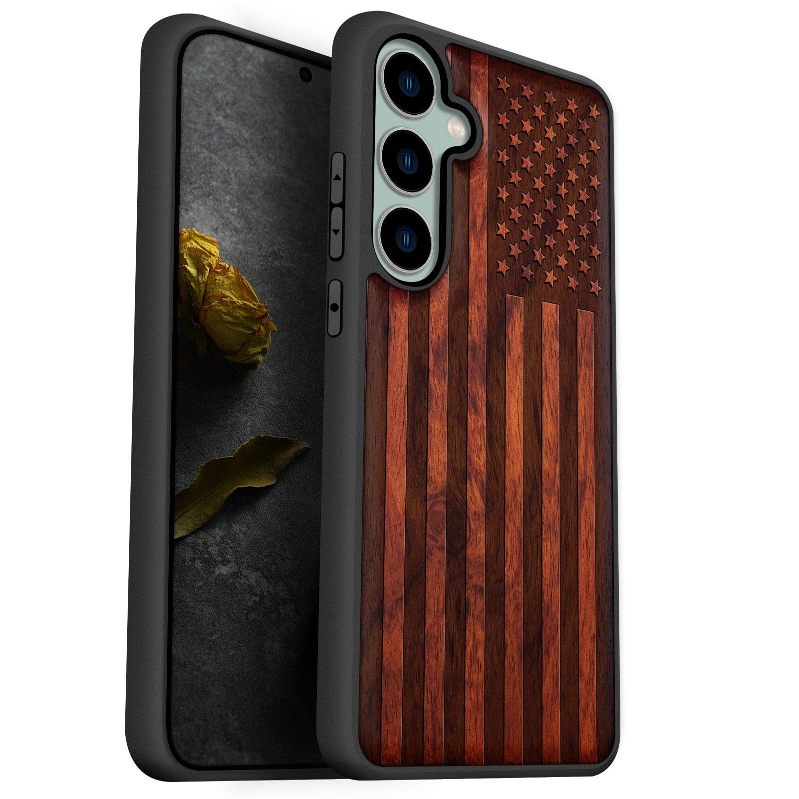 Carveit Wood Case for Galaxy S23 FE Case [Natural Wood & Black Soft TPU] Shockproof Protective Cover Unique Wooden Design Compatible with S23 FE (
