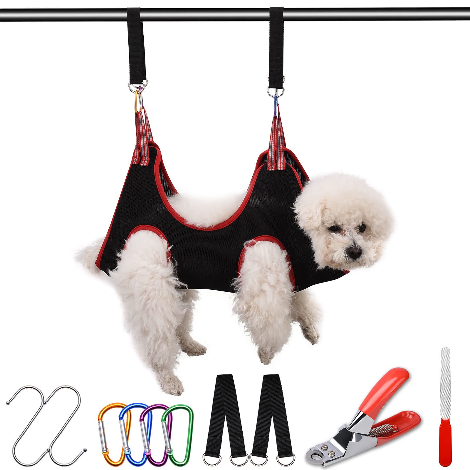 ATO-DJCXDog Grooming Hammock Harness,Breathable Pet Cat Hammock Restraint Bag,Dog Grooming Sling Helper for Trimming Nail and Ear/Eye Care(S Size,8.5")