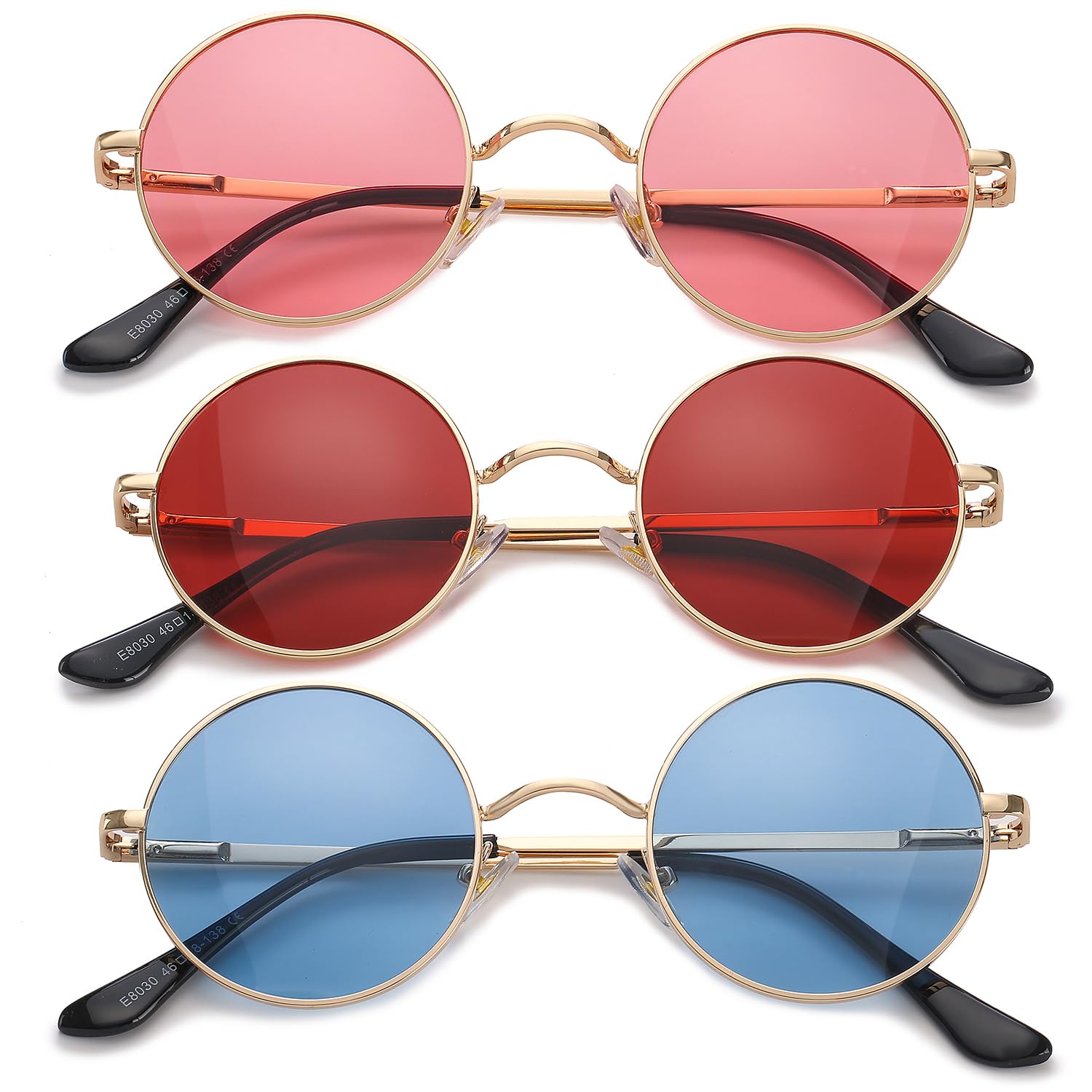 HJSTES Polarized Round Sunglasses Womens Men Retro Hippie Glasses Small Circle Sunnies