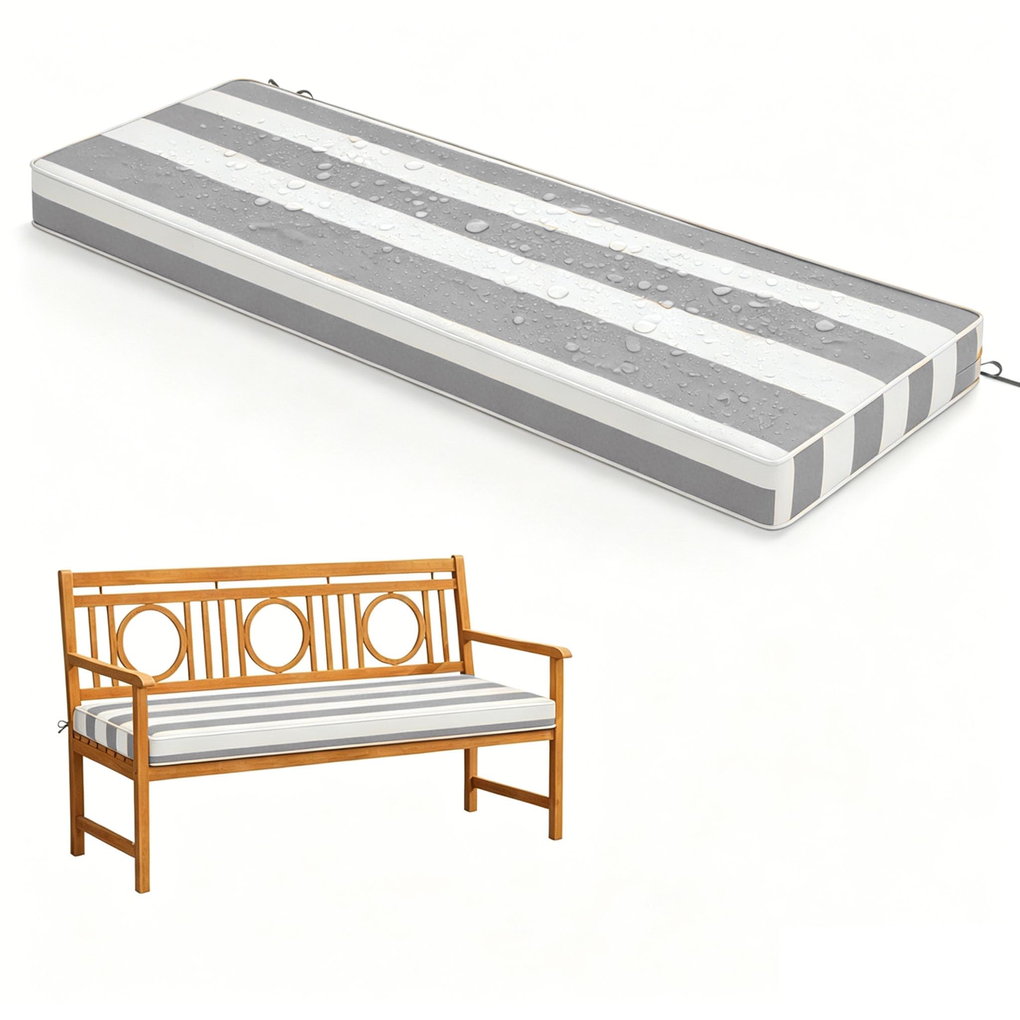 WLXFF stripe Waterproof Garden Bench Cushion Outdoor Swing Seating Pad Thick Foam Garden Furniture Pad Bench Cushions for Indoor Furniture Waterproof seat pads for garden chairs Indoor