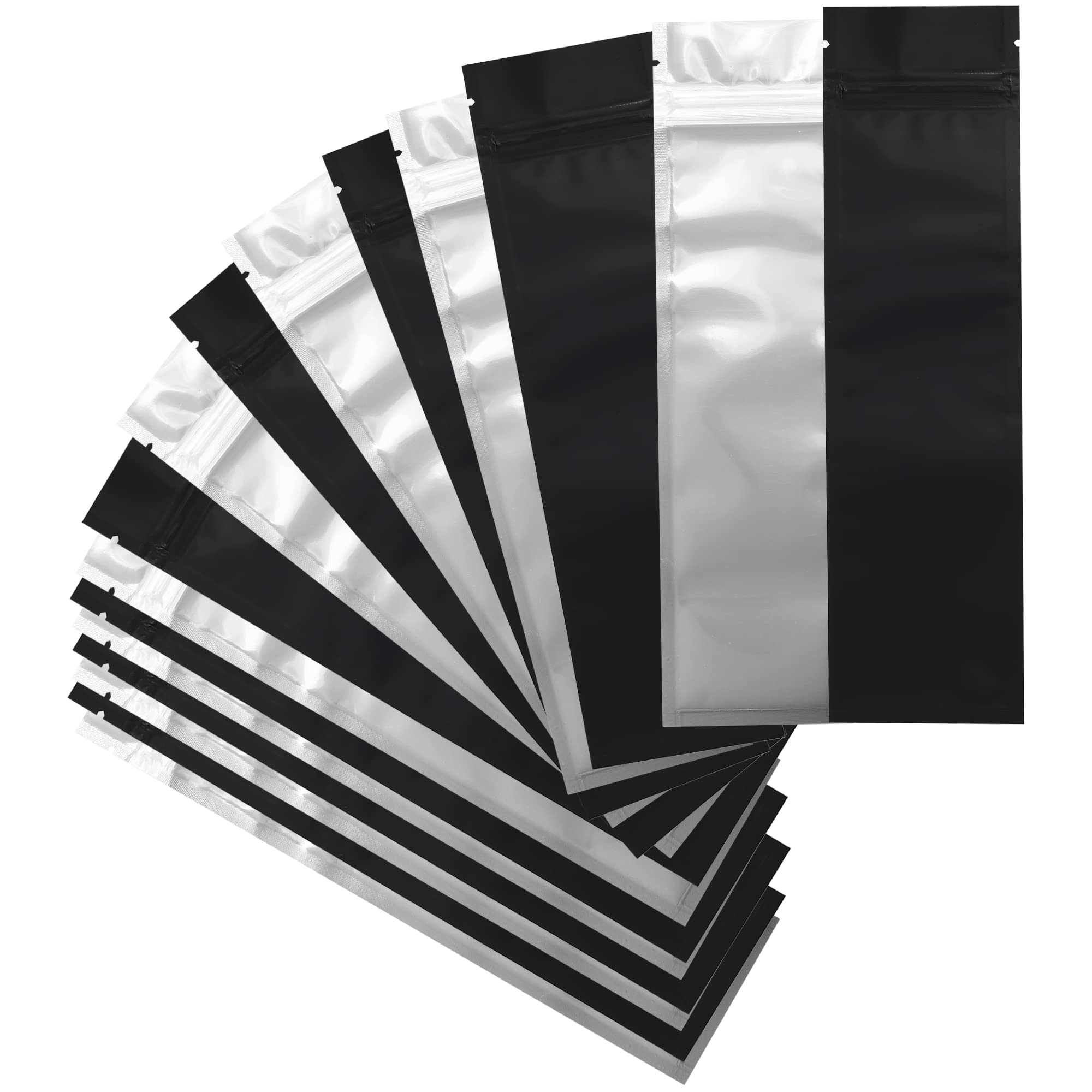 Syringe Barrier Mylar Bags Reclosable Heat Seal Zipper Dragon Chewer Baggies 2.5 x 9 inches - 100 pcs (Matte Black/Clear)