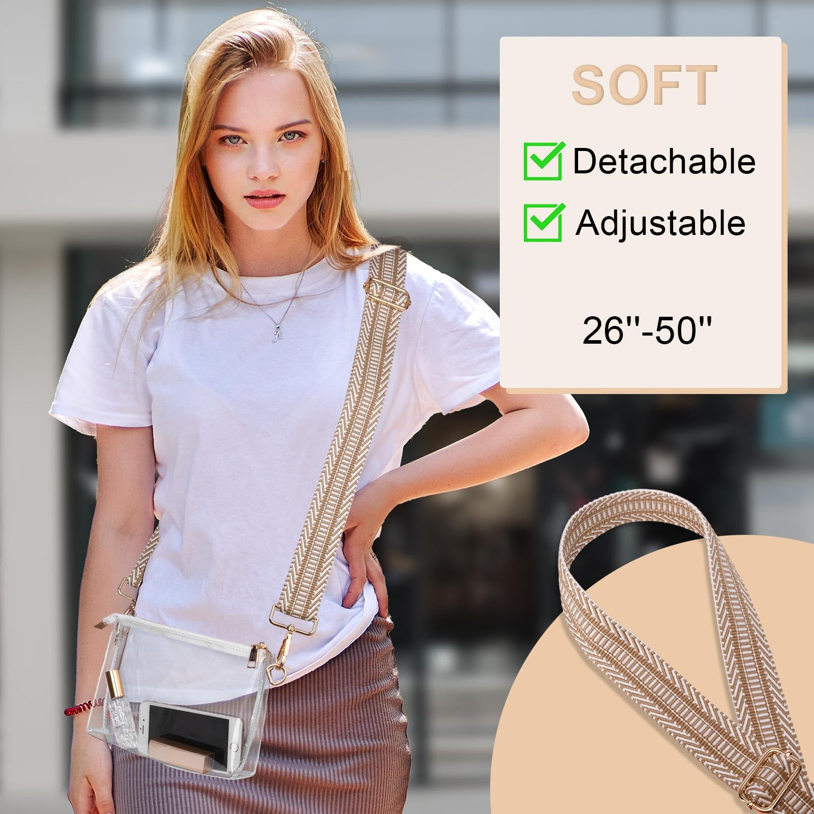 Bolso transparente para mujer, aprobado para estadios, bolsa cruzada transparente, pequeña bolsa transparente para estadios para conciertos y eventos deportivos, A11-2 2