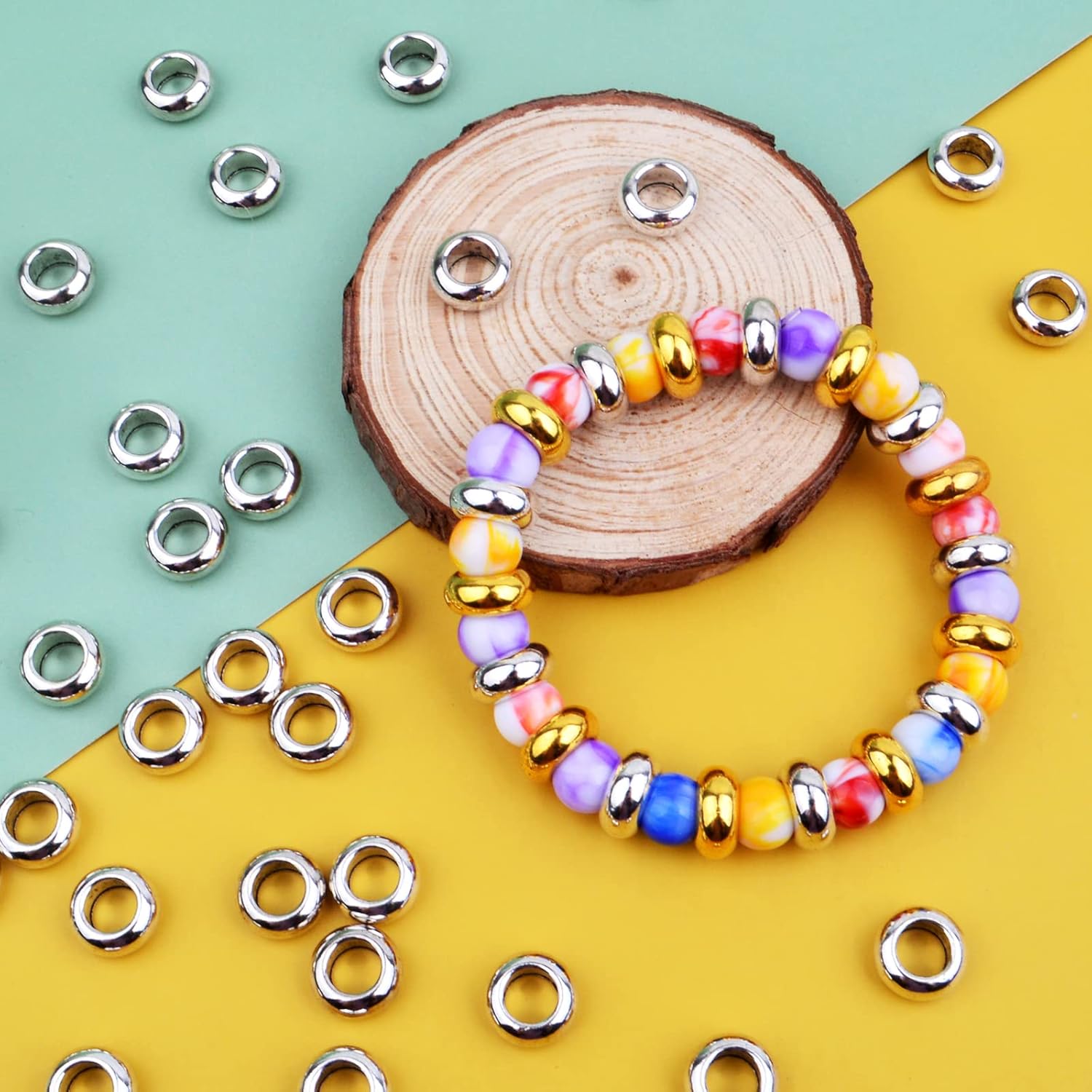 Aylifu 60pcs Rondelle Large Hole Spacer Beads Tibetan European Spacer Loose Hole Metal Beads for Necklace Bracelet Jewelry Making - Image 7