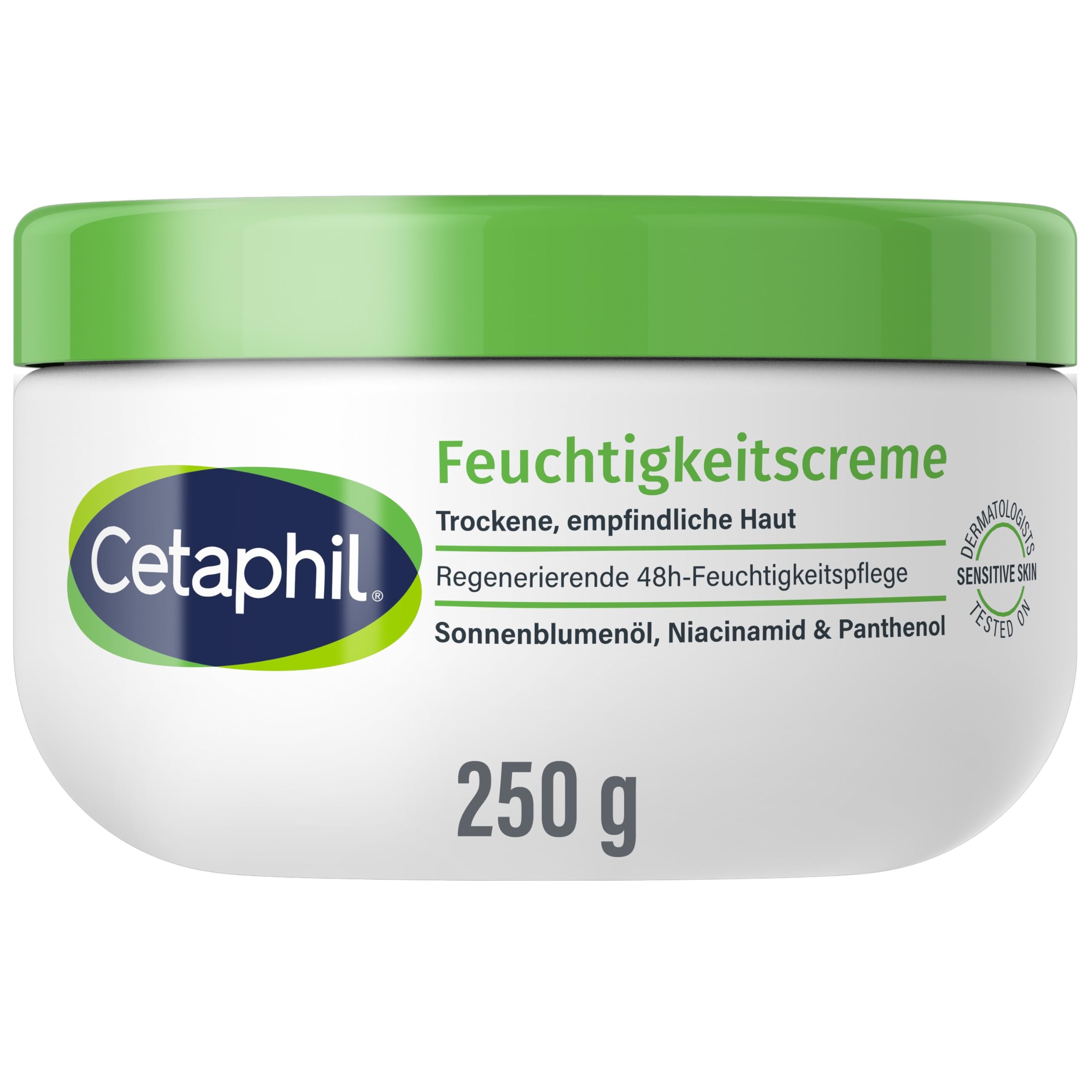 Cetaphil Feuchtigkeitscreme für trockene, empfindliche Körper- & Gesichtshaut, 250 g Creme