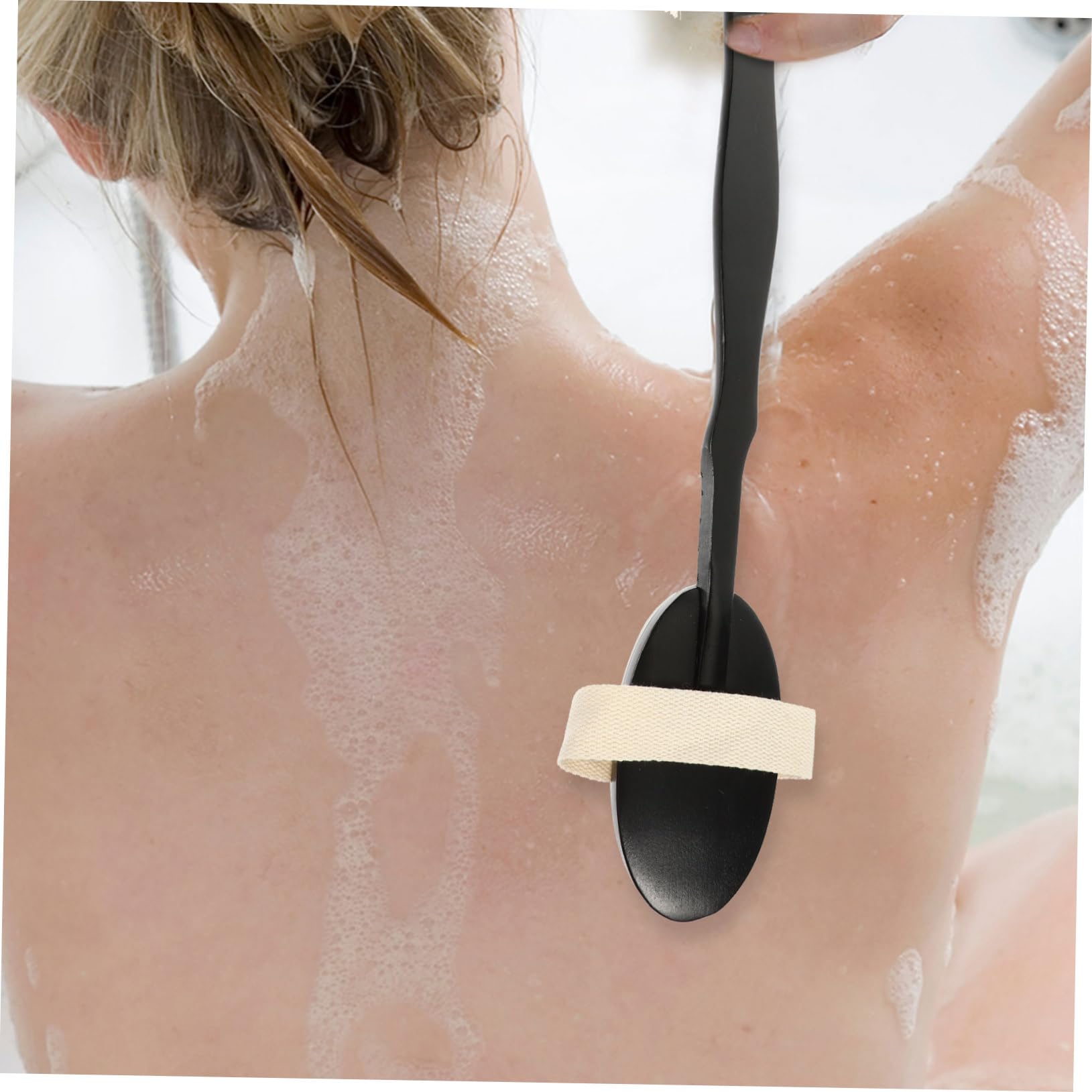 5St Badebürste Massagebürste Rückenschrubber körperbürste duschzubehör duschbürste Rückenwäscher für die Badewanne Bademassage-Reinigungsbürste Rückenbürste zum Duschen pp Black FRCOLOR