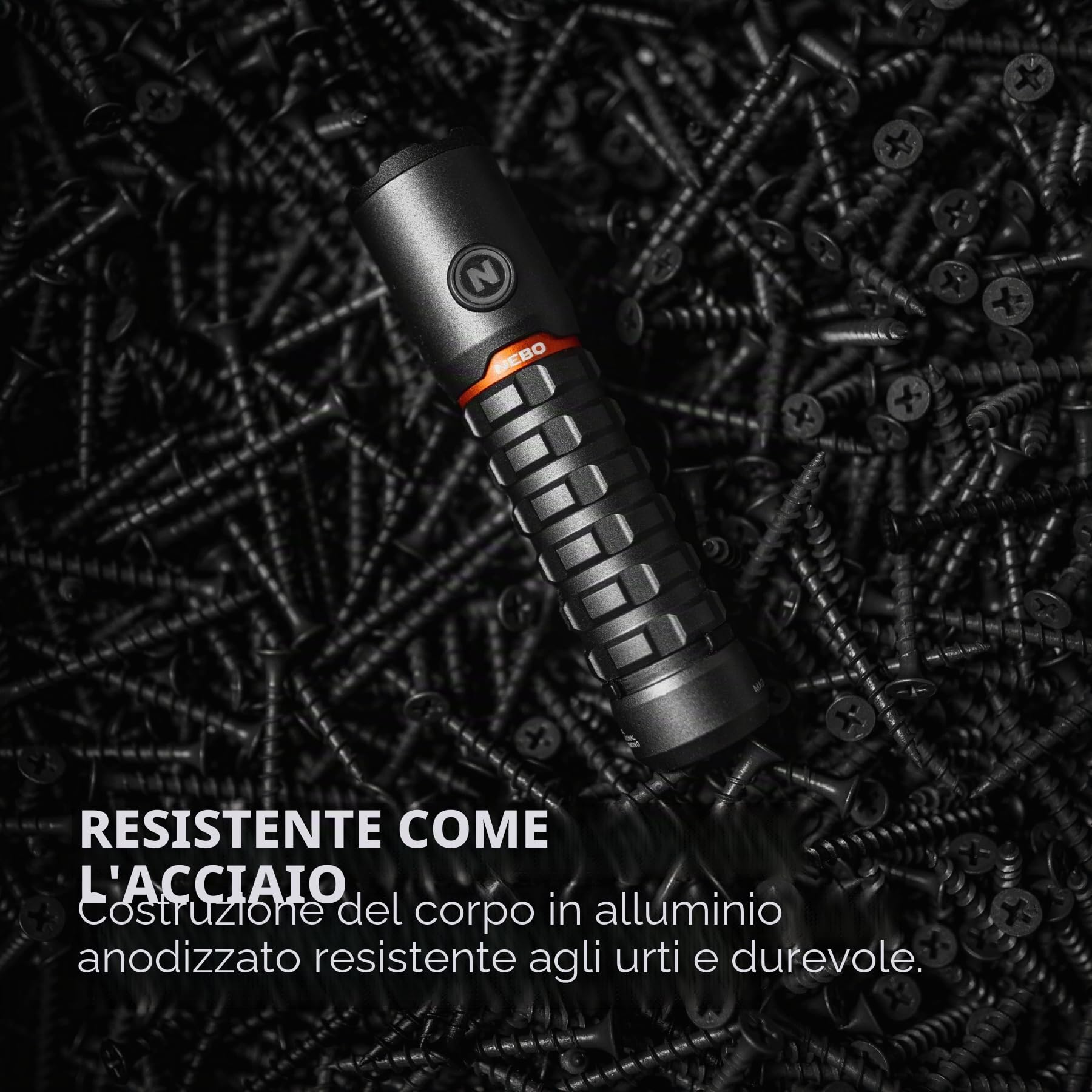 NEBO Torchy 2K - Torcia Tascabile e Luce da Lavoro - Torcia da Campeggio Ricaricabile USB-C - Con 5 Modalità di Illuminazione - Fino a 30 Ore di Utilizzo,Nero