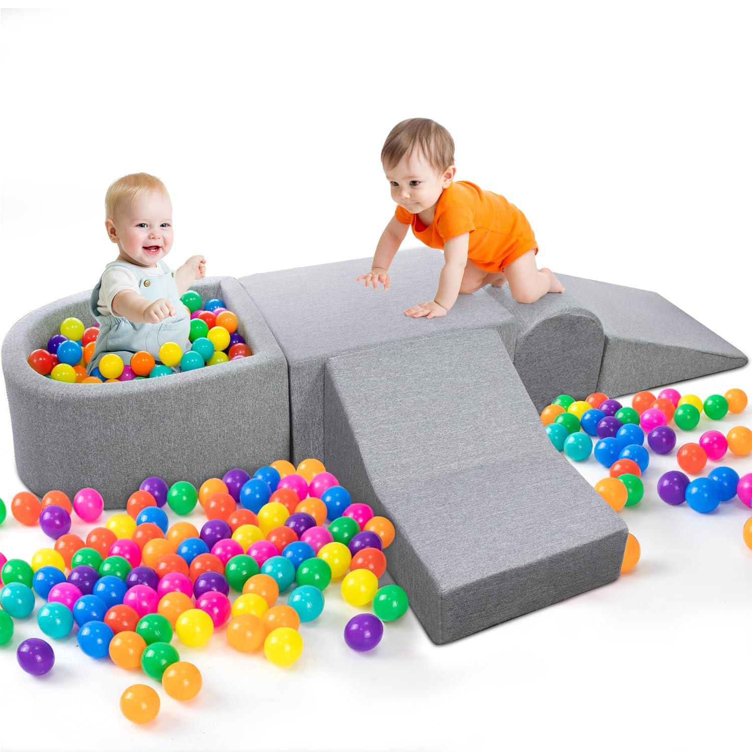 Aokna Soft Foam Climbing Toys for Toddlers Indoor Blocks Play Equipment with Ball Pits (Balls Not Included) - for Climbing, Sliding & Building