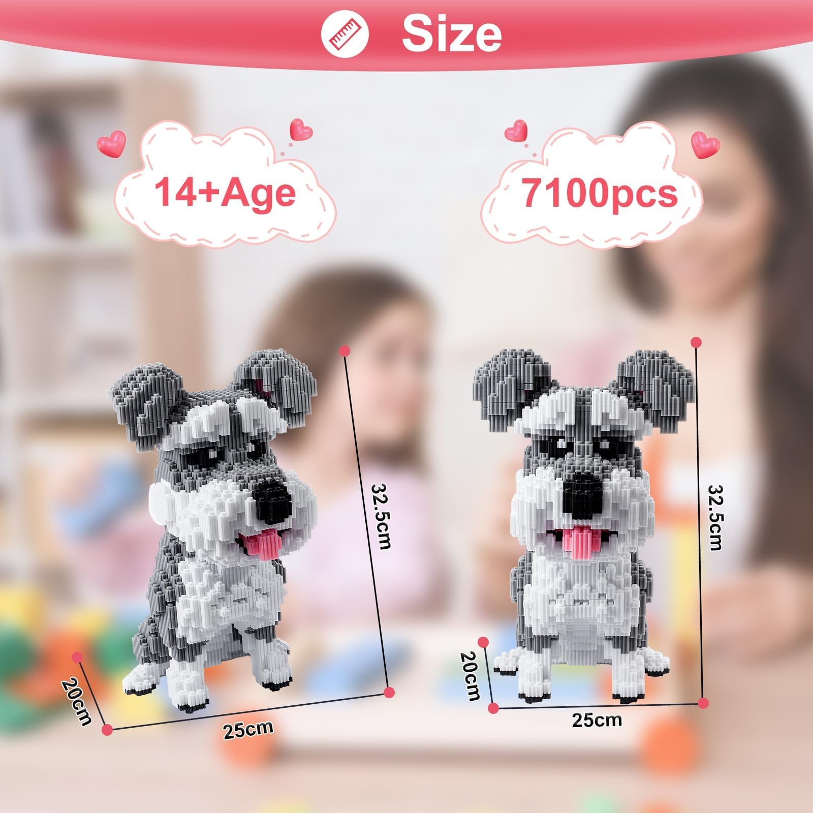 Schnauzer Dog 7100 Piece Micro Building Blocks Set for Teens & Adults – Advanced 3D Construction Kit, STEM Fine-Motor Skill Toy, Birthday, Family Indoor Creative Play