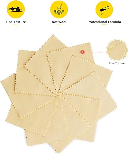 Miniatura 8 de CATIFLIN 100 paños de limpieza de joyas, paño de pulido de plata envuelto individualmente, pequeño paño de pulido de joyas para plata de ley, oro,