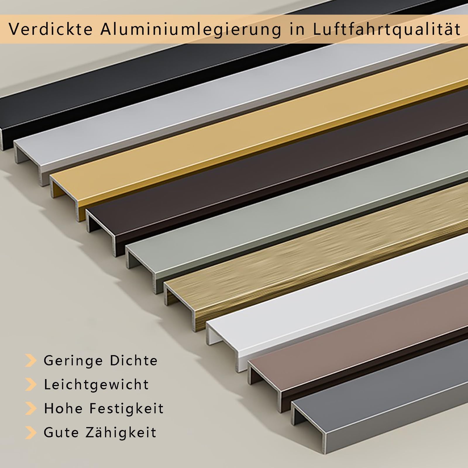 Aluminiowe wykończenie krawędzi płytki w kształcie litery U, 100 cm, 3-pak, ochraniacz progu drzwi - trwały, biały, 35 mm - idealny do wykończenia płytek łazienkowych i kuchennych