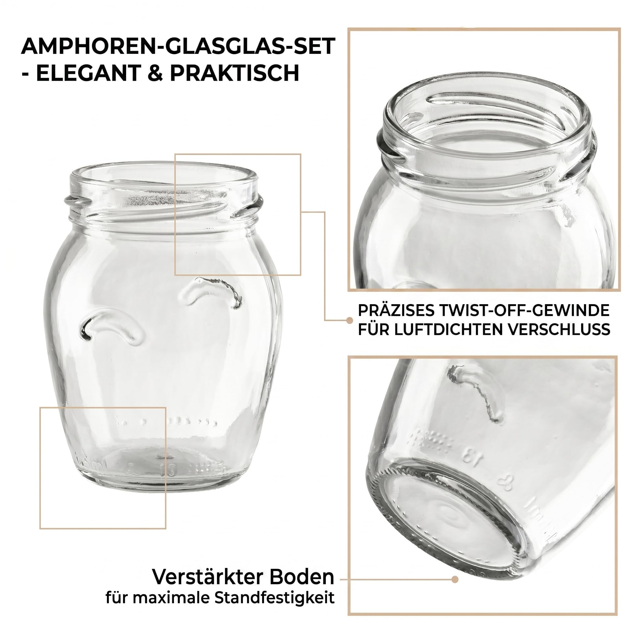 Mini słoiki na dżem 140 ml z pokrywką, zestaw 48 sztuk, małe słoiczki, małe słoiki z pokrywką Ø 53 mm (AMFORA) (czarne)