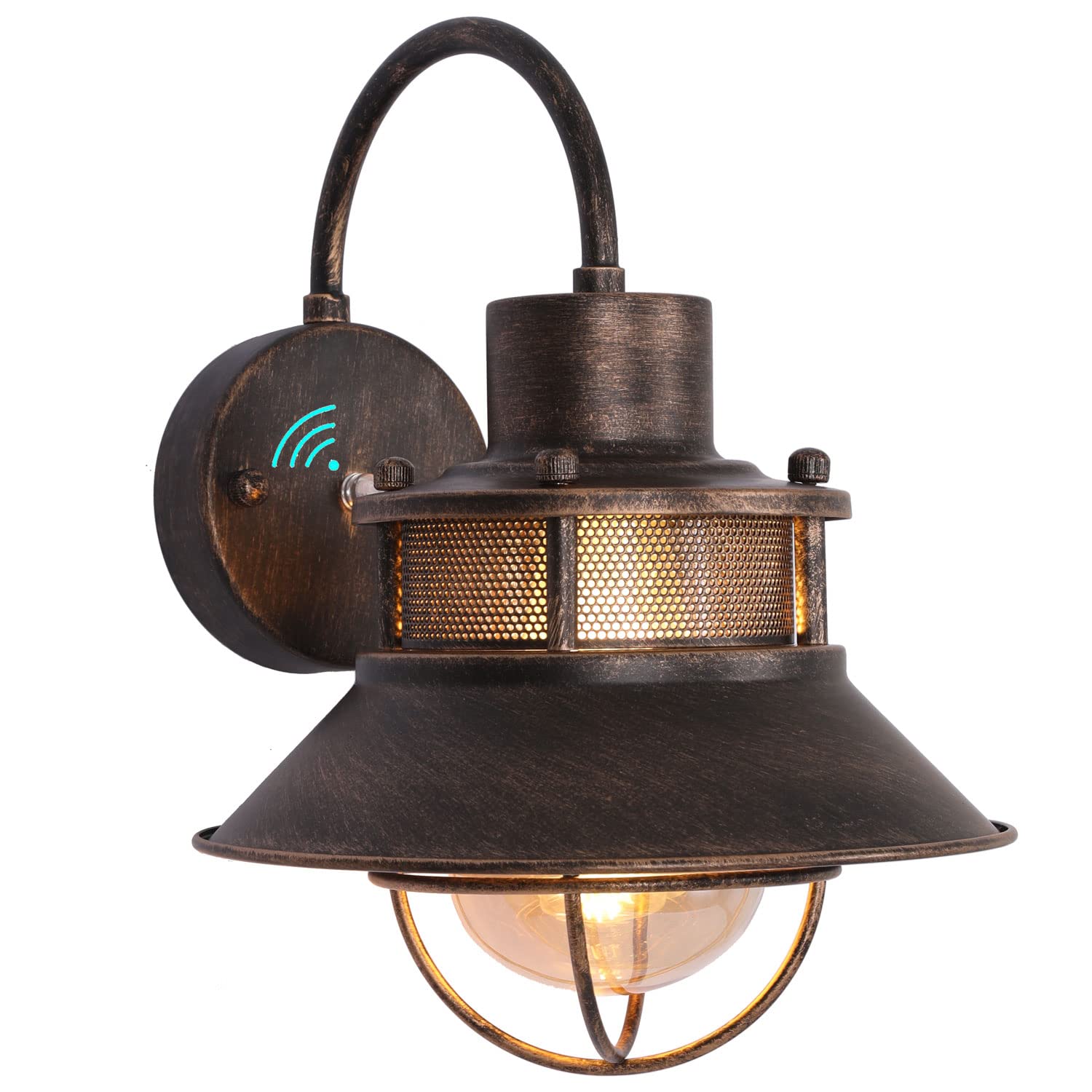 Zxkyzr8 Bronze Wall Lamp - Ambient Light Sensor Wall Mounted Security Light Traditional Outdoor Wall Sconce Garden Dusk To Dawn With Waterproof Gooseneck Lighting Fixture For Front Entrance Outside