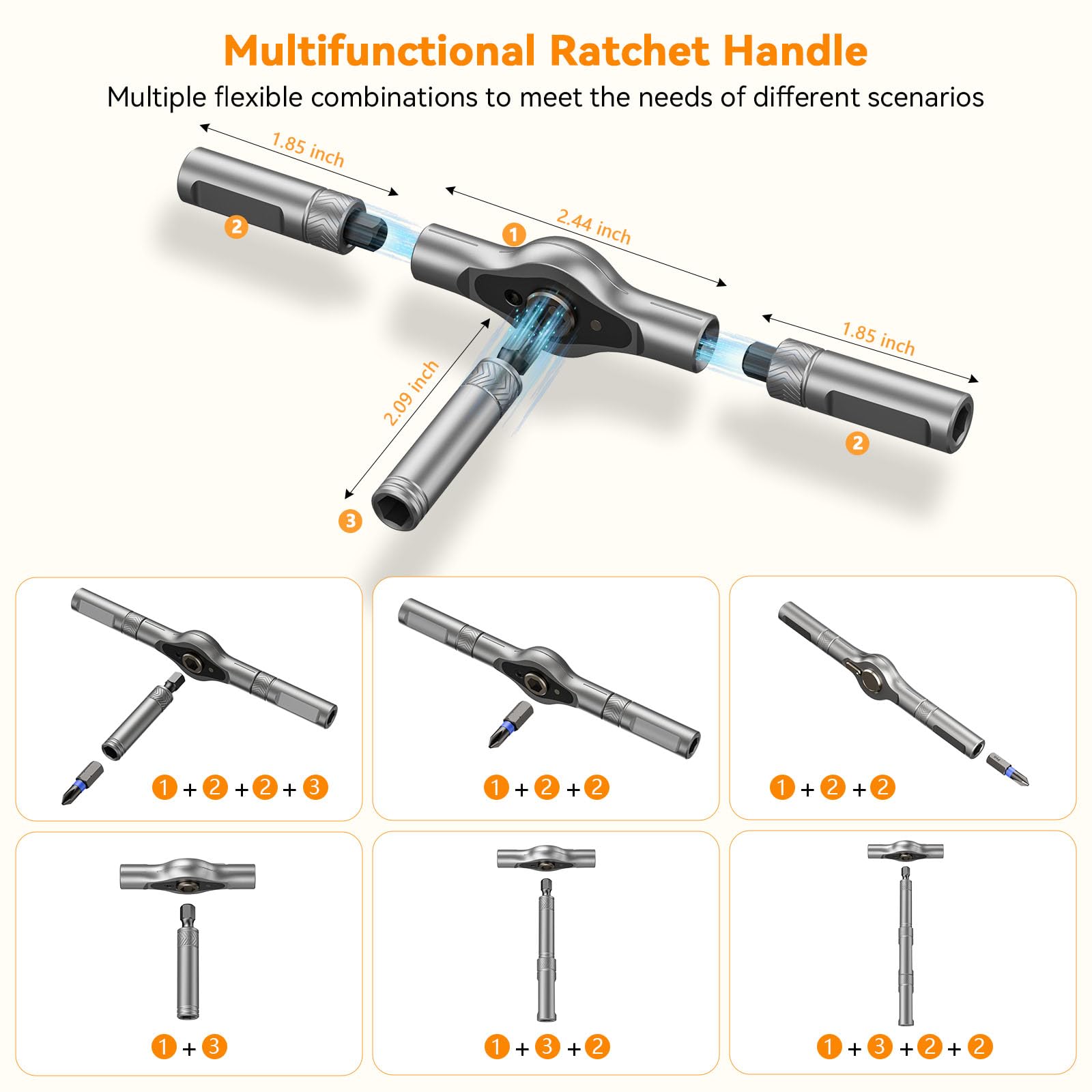 Kingsdun Set di cacciaviti a cricchetto magnetici 25 in 1, punte in acciaio S2 con manico a cricchetto staccabile, design magnetico forte, kit di chiavi a cricchetto compatte per elettronica, mobili