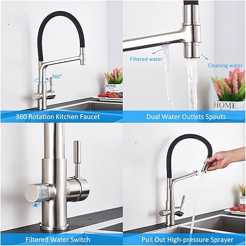Miniatura 5 de KYLEX Grifos de cocina filtrados de color blanco y negro con rotación de 360 grados grúa de agua pura para grifos de agua filtrados de cocina color