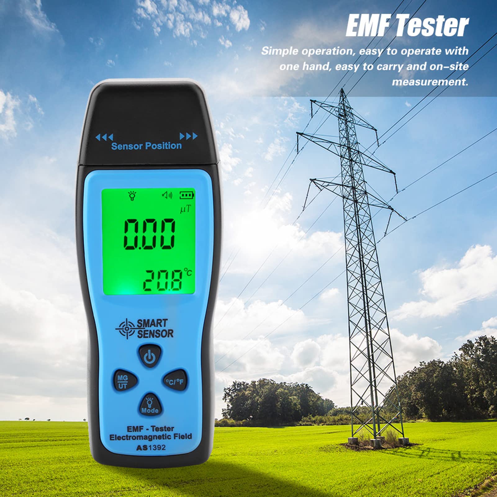 EMF Meter, Digital Electromagnetic Field Radiometer Detector LCD Display EMF Detector Electromagnetic Radiation Tester