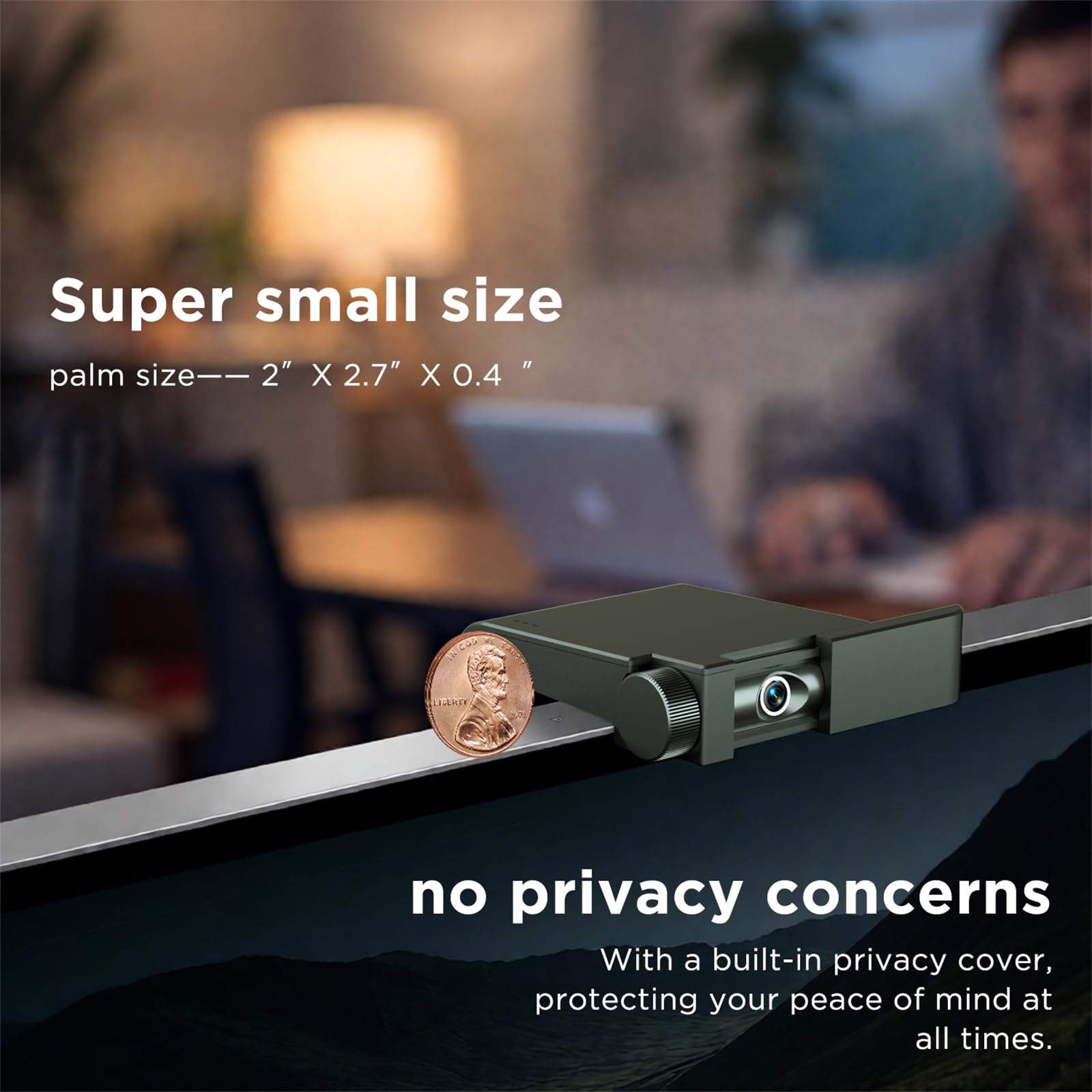Webcam 4K per PC, webcam con microfono, copertura privacy, plug and play, autofocus, zoom 10x, fotocamera USB ultra compatta, adatta per computer portatili/desktop/zoom/team (4K)