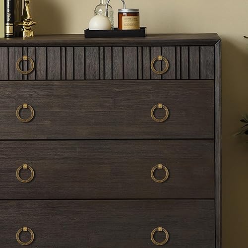 Miniatura 5 de RZDEAL 12 tiradores de latón antiguo de latón macizo de 2.0 x 1-78 pulgadas para cajones de tocador, tiradores de anillo de muebles, manijas de